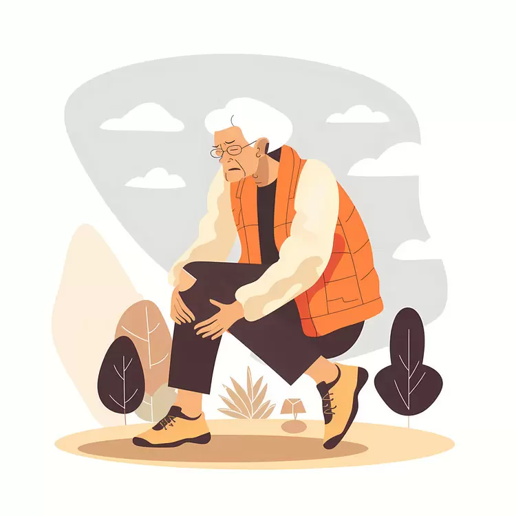 Elderly Woman in an Orange Vest