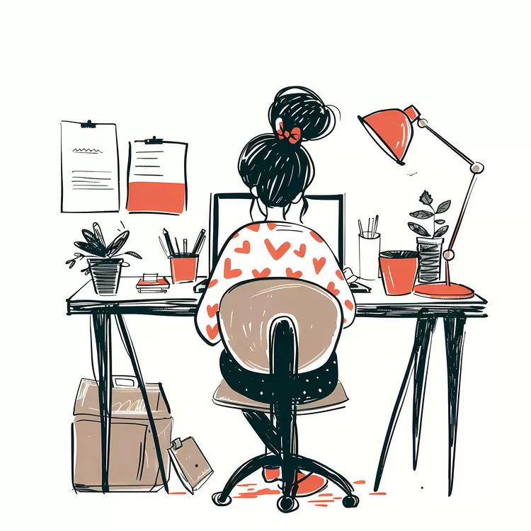 Person Working at Desk with Cozy Setup