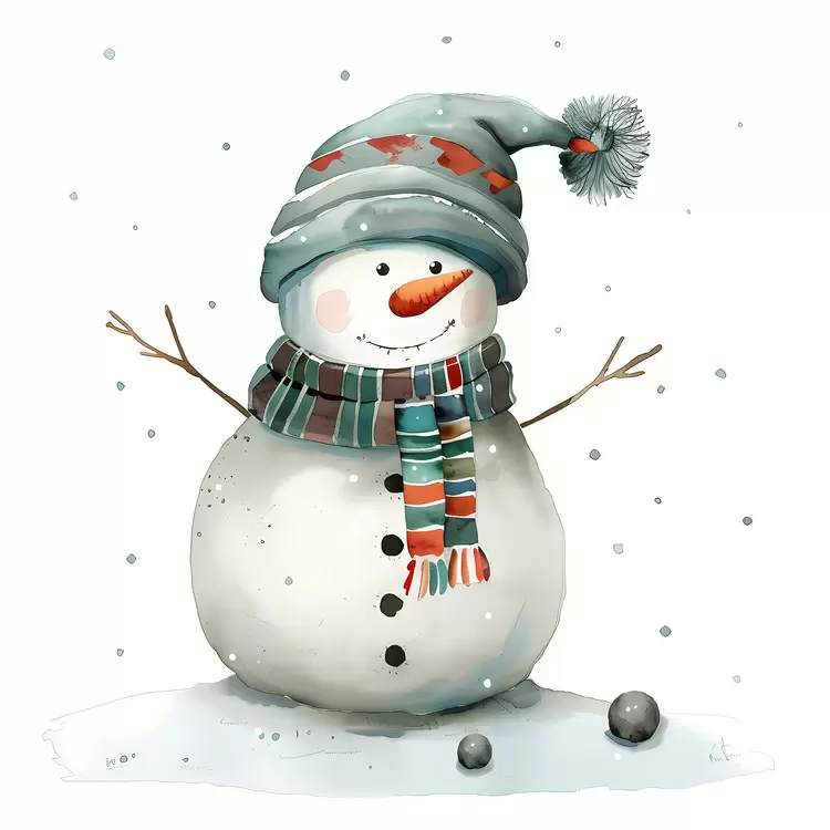 Snowman with a Gray and Red Hat