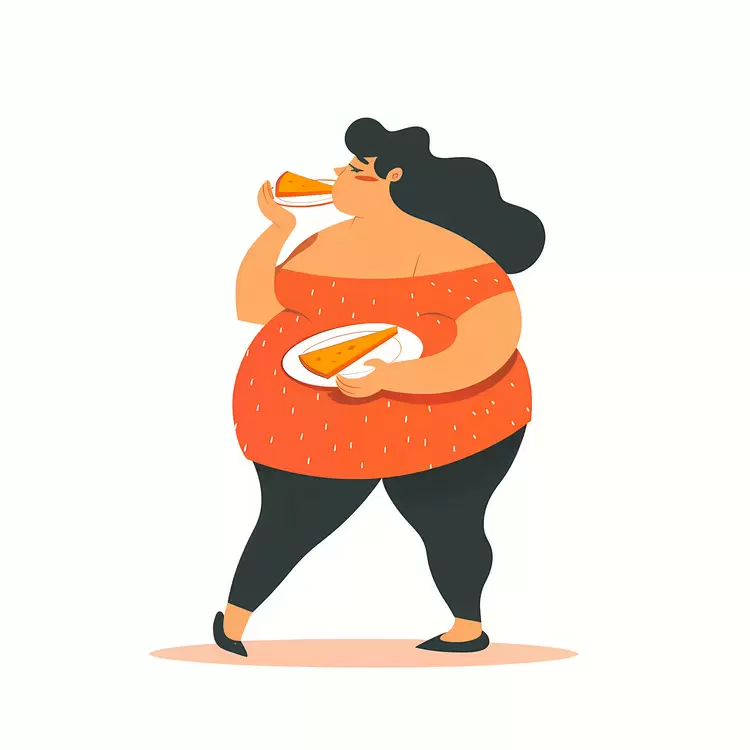 Woman Eating Pizza Slice