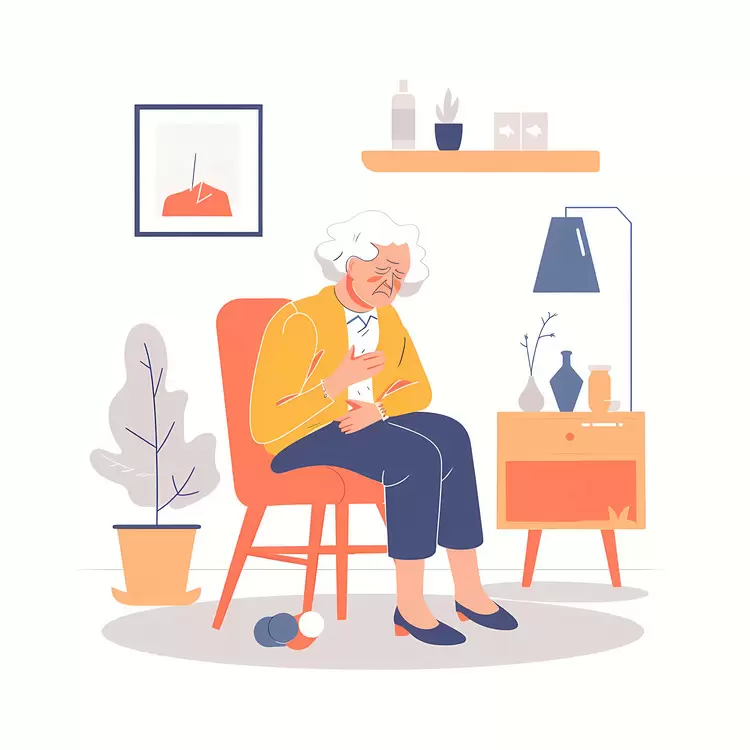 Elderly Woman Sitting in Living Room