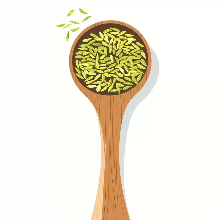 Fennel Seeds in Wooden Spoon