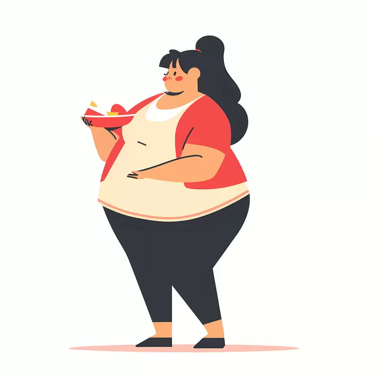 Plus-Size Woman with a Plate of Food