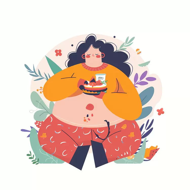 Plus-Size Woman Enjoying a Bowl of Food