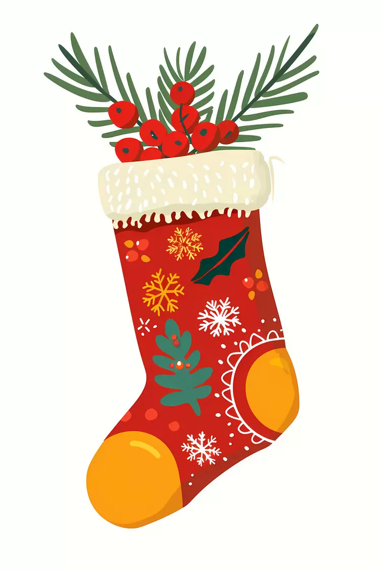 Cheerful Red and Green Christmas Stocking