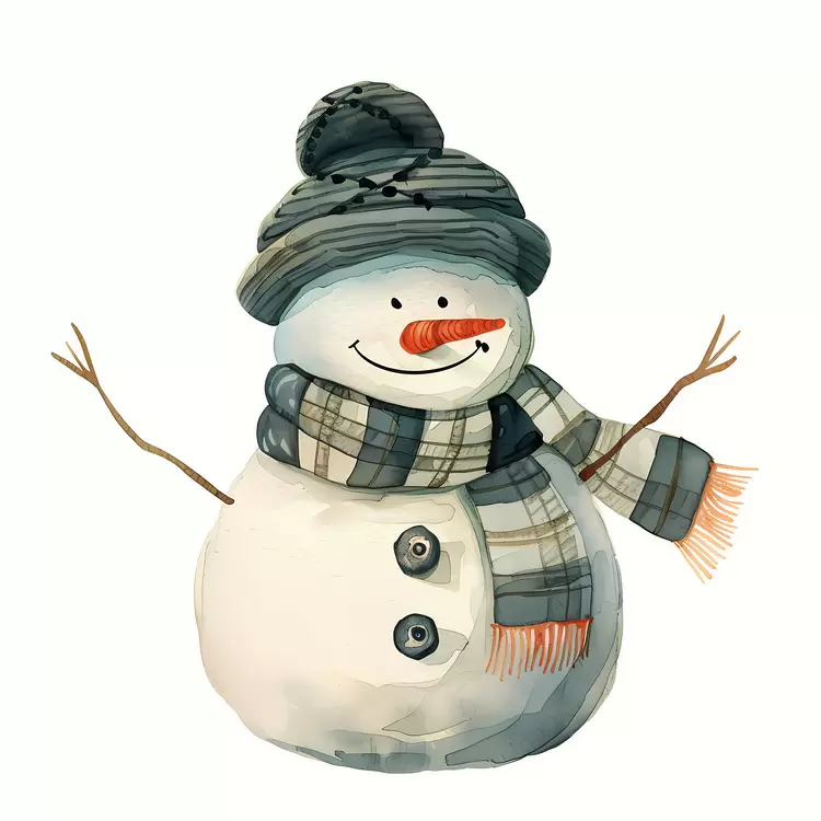 Charming Snowman in a Gray Hat