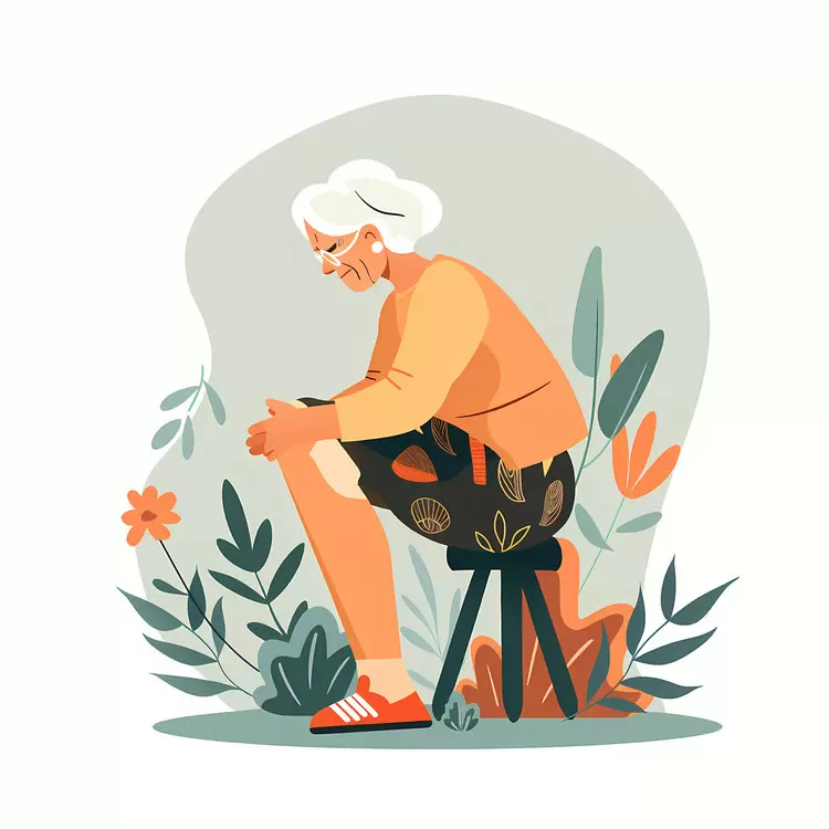 Elderly Woman with Flowers