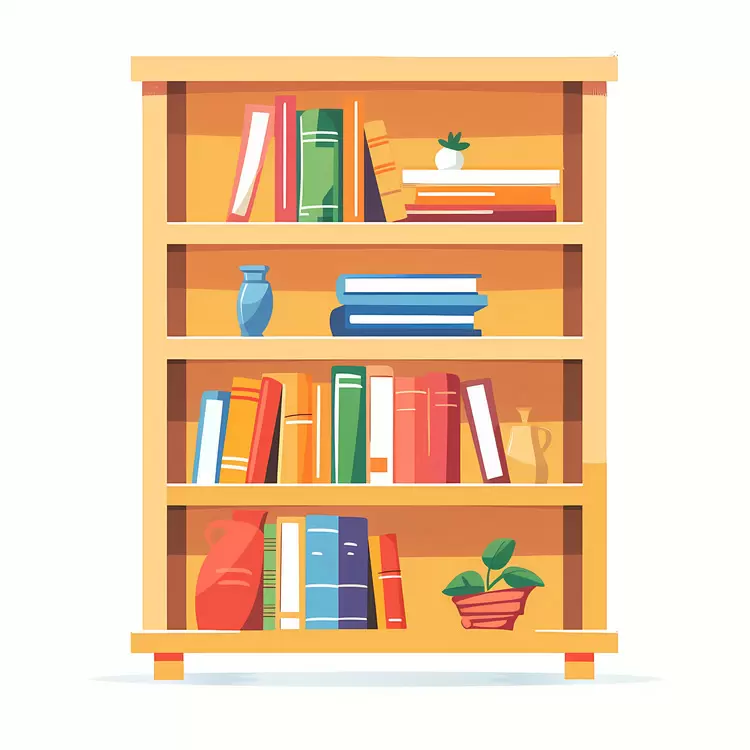 Colorful Bookshelf with Books