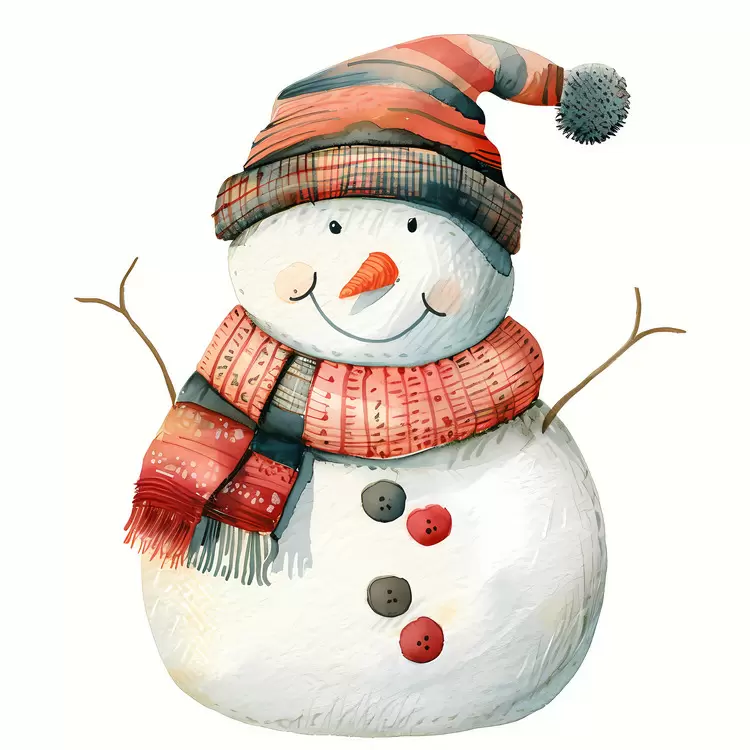 Jolly Snowman in a Striped Hat