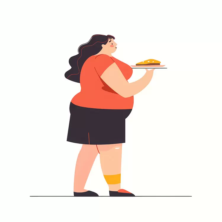 Plus-Size Woman with a Serving Plate