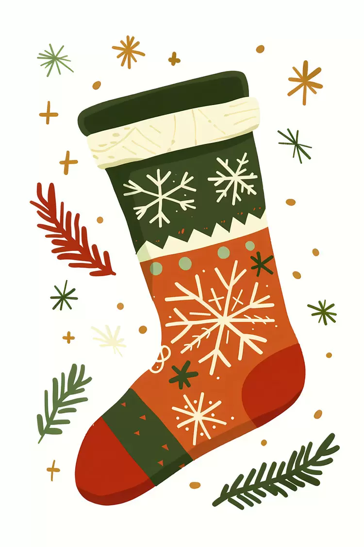 Festive Green and Red Christmas Stocking