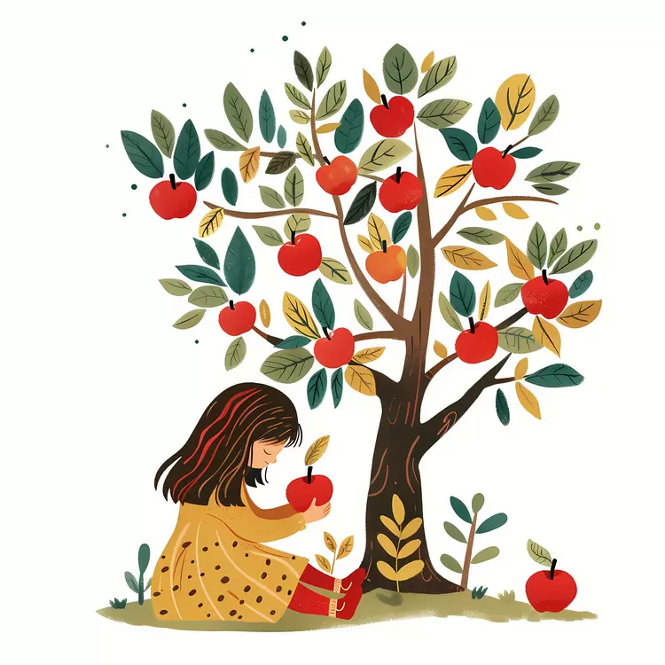 Girl Enjoying Apple Harvest