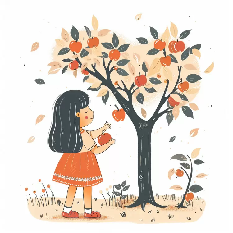 Girl Enjoying Apple Picking