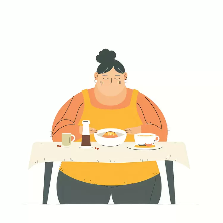 Woman Eating at Dining Table
