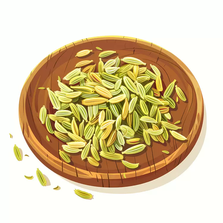 Fennel Seeds on Wooden Plate