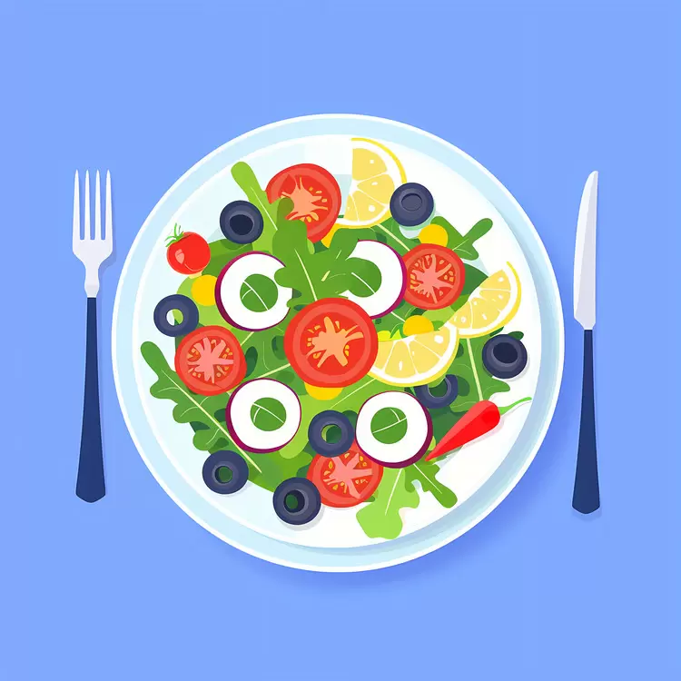 Colorful Salad with Olives and Lemon
