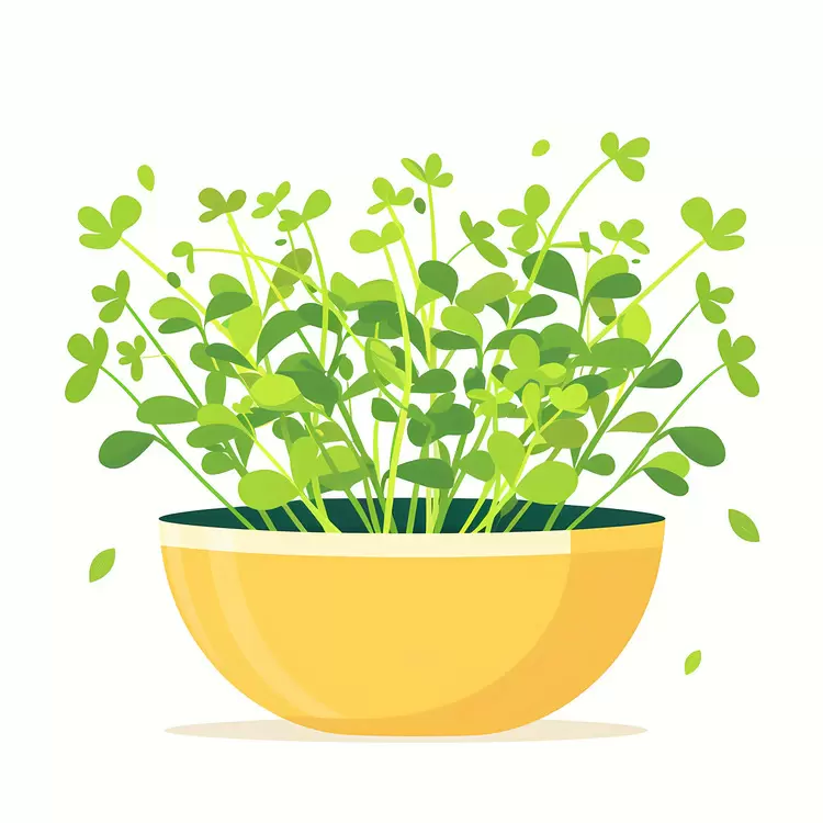Vibrant Green Plant in a Yellow Bowl