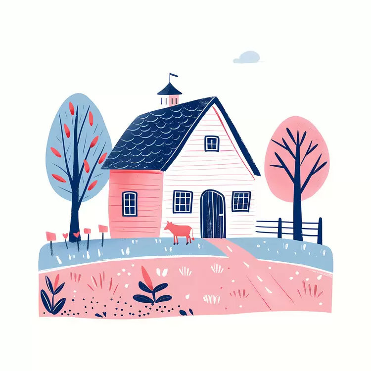Playful house with blue and pink