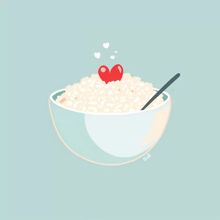 Bowl of Rice with Heart and Spoon