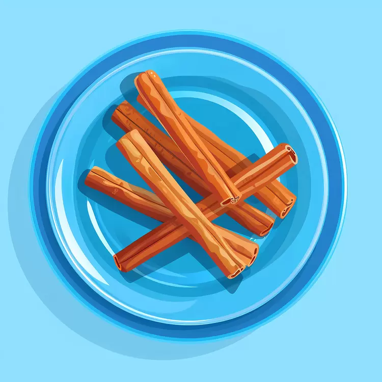 Cinnamon Sticks on a Bright Blue Plate