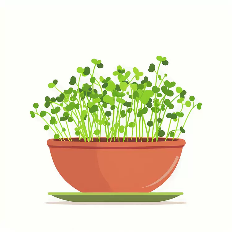 Vibrant Green Plant in a Red Bowl