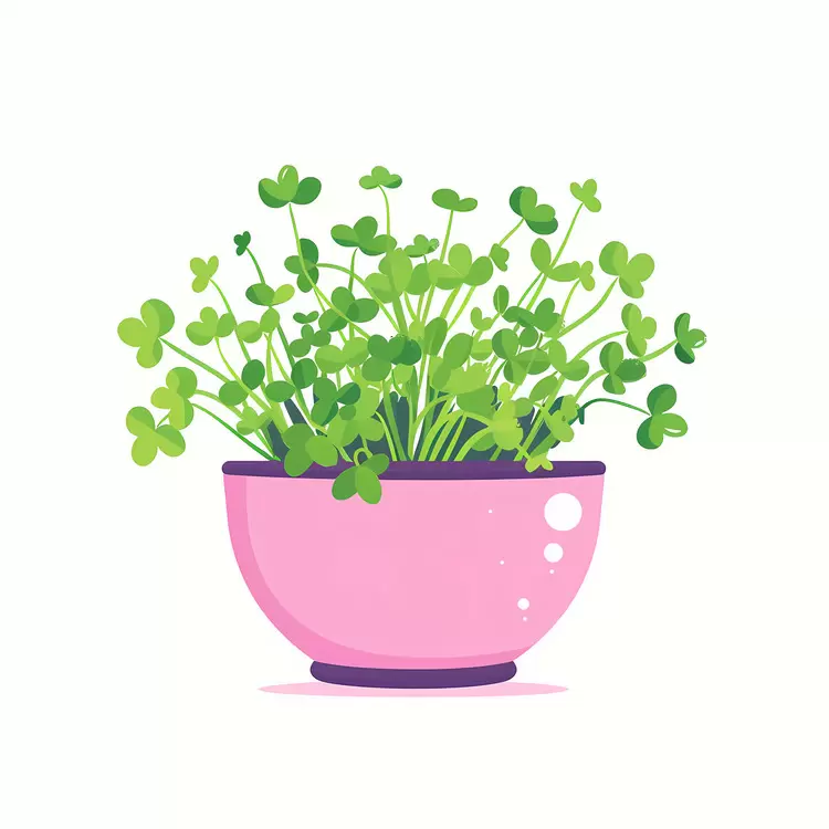 Lively Green Sprouts in a Pink Bowl