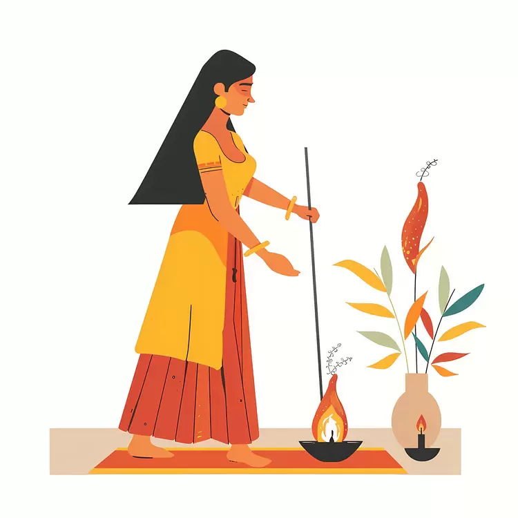 Woman Performing a Traditional Ritual