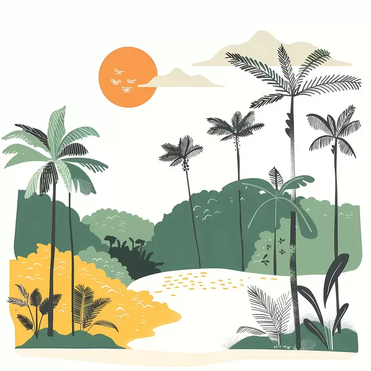 Tropical Landscape at Sunset