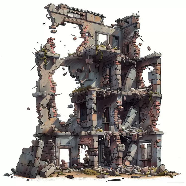 Collapsed Building with Exposed Structure