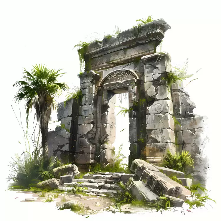 Overgrown Stone Archway Ruins