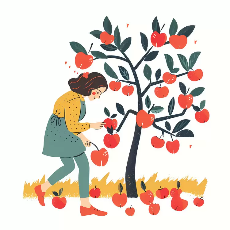 Woman Picking Apples from Tree
