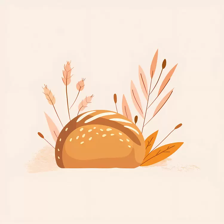 Soft Bread Surrounded by Leaves