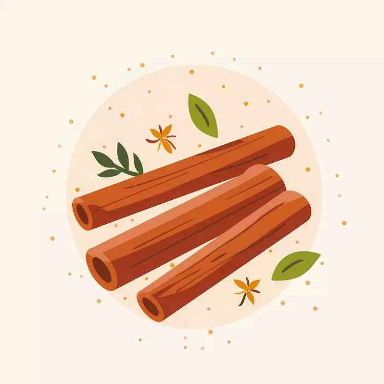 Cinnamon Sticks with Leaves and Spices