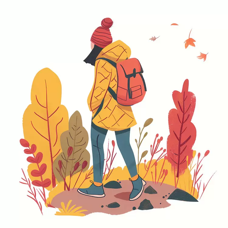 Hiker enjoying autumn scenery