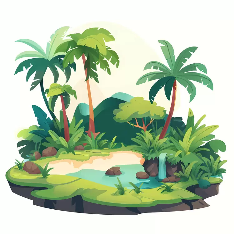 Tropical Island Surrounded by Calm Waters