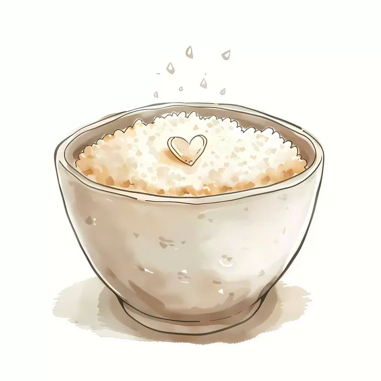 Bowl of Rice with Heart and Drops
