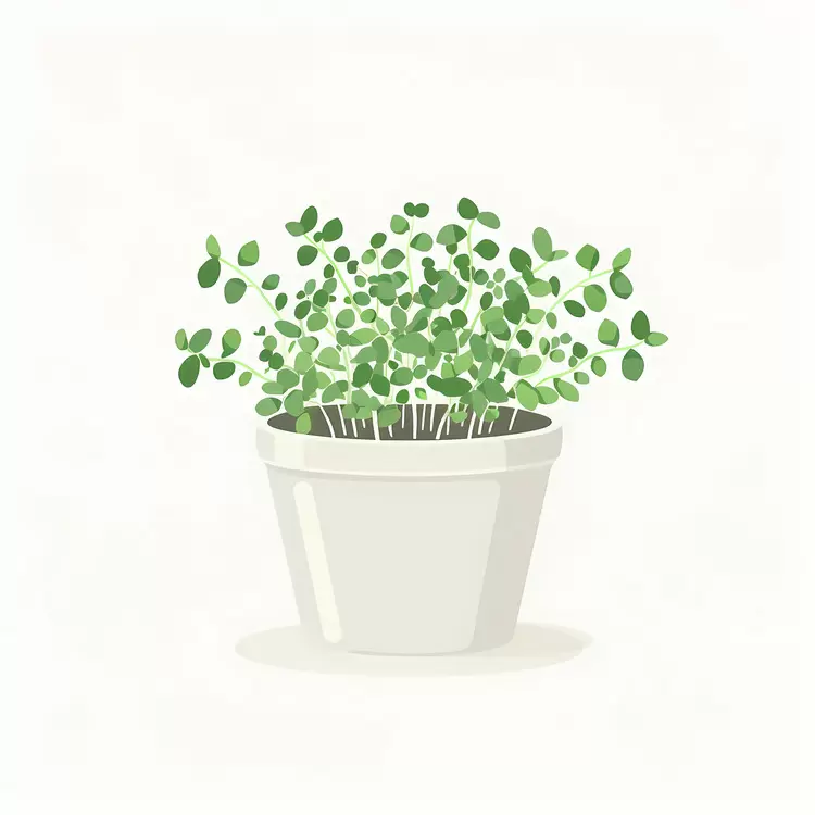 Fresh Green Sprouts in a Gray Pot