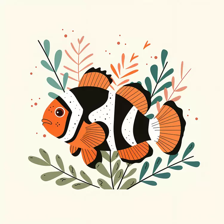 Clownfish Among Colorful Sea Plants