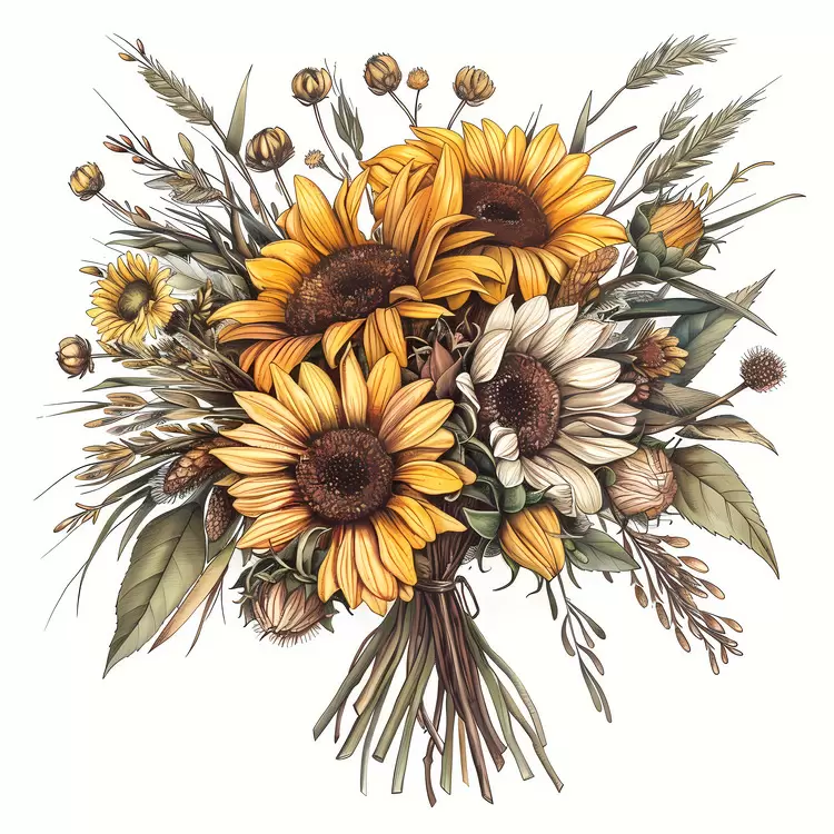Elegant Sunflower Bouquet with Mixed Flowers