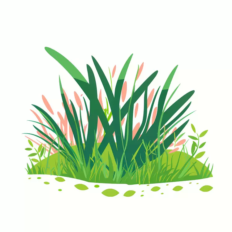 Colorful Grass with Flowers Illustration