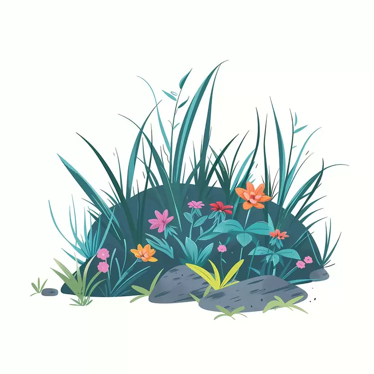 Natural Landscape with Grass and Rocks
