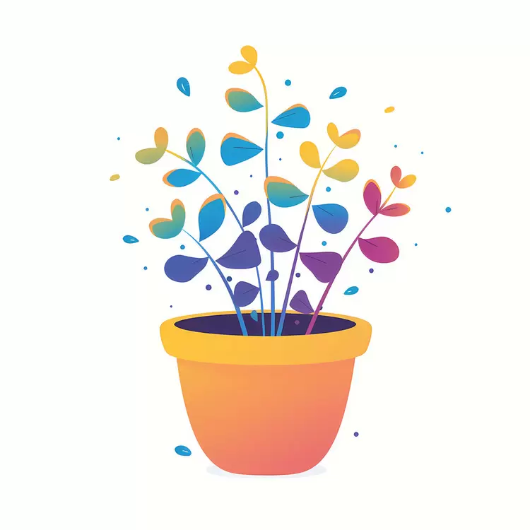Colorful Plant in an Orange Pot