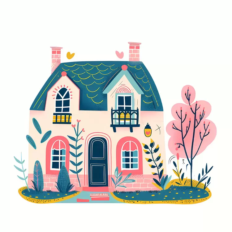 Cute House with Colorful Garden