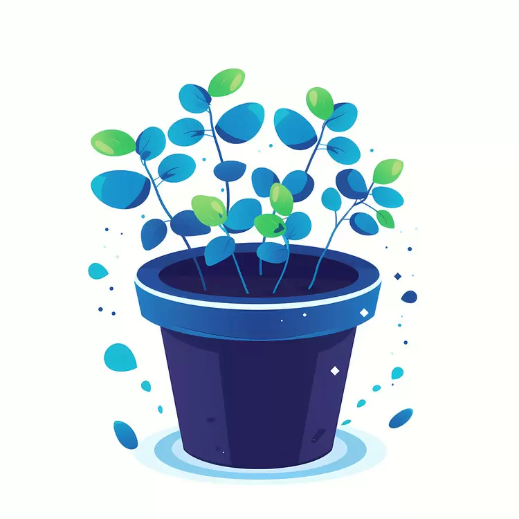 Potted Plant in Blue Pot