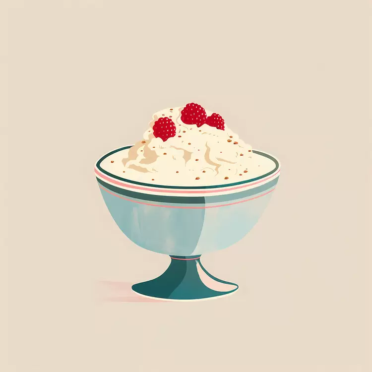 Whipped Cream Bowl with Raspberries
