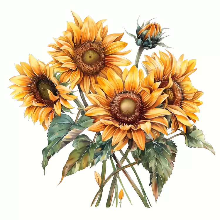 Bright Sunflowers in a Beautiful Bouquet