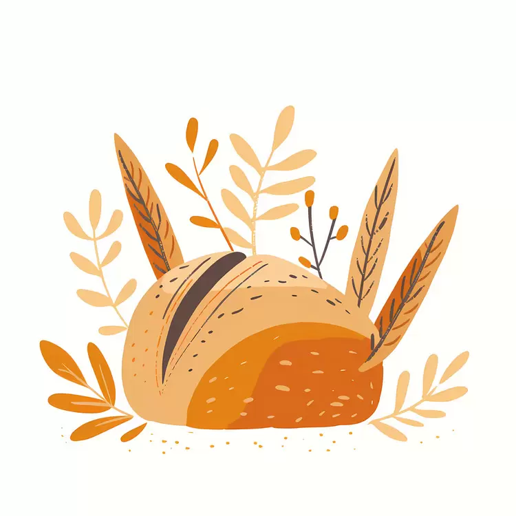 Charming Bread Surrounded by Leaves