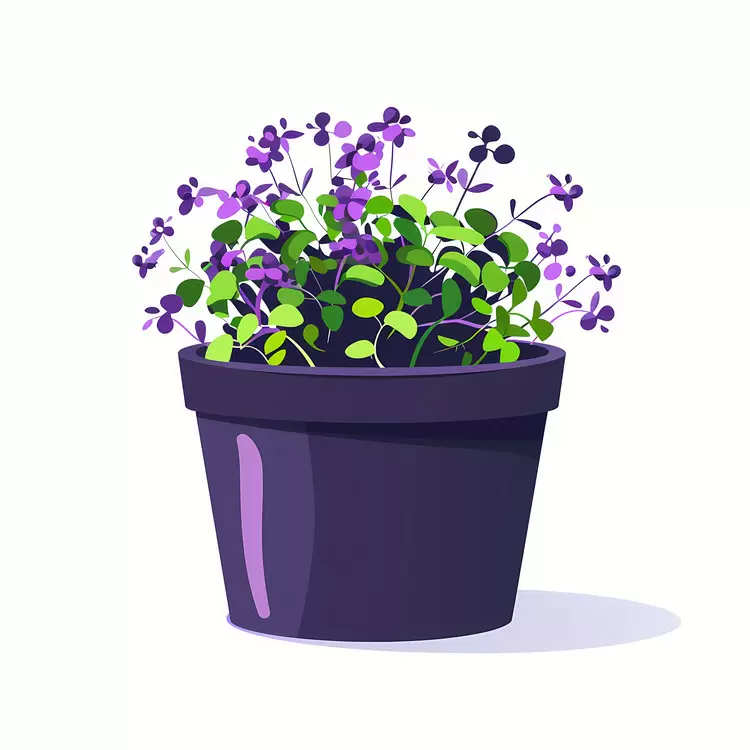 Colorful Purple and Green Sprouts in a Purple Pot