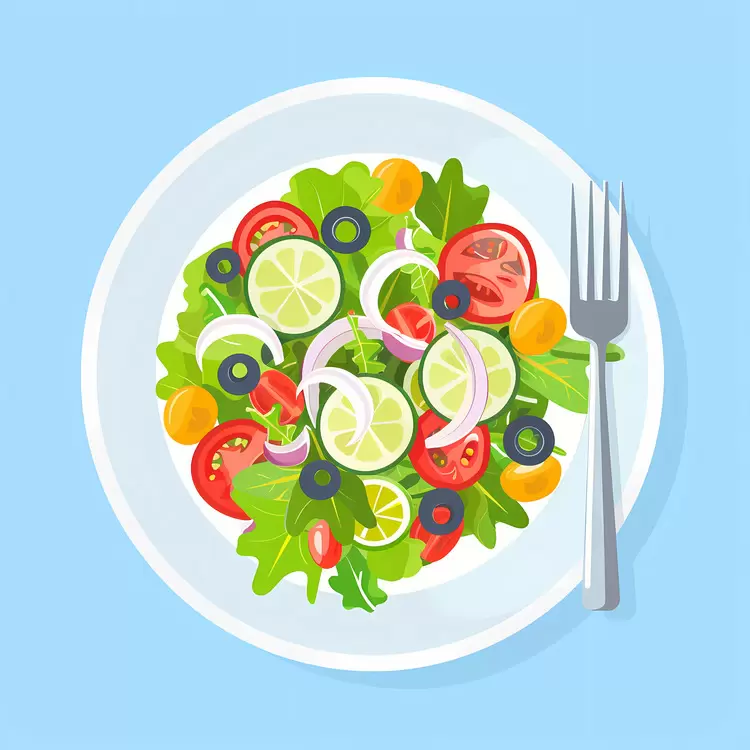 Fresh Salad with Lemon Slices