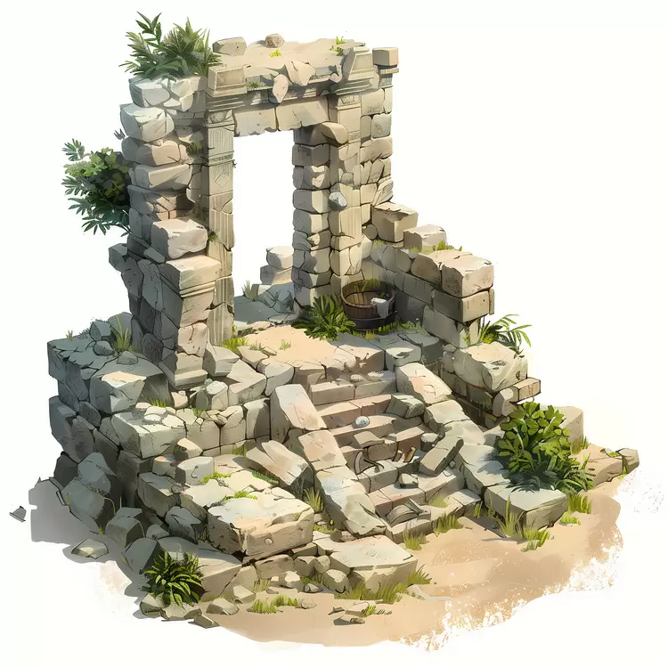 Weathered Stone Steps Ruins
